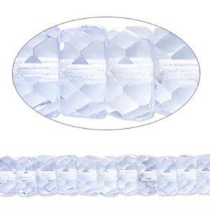 2/$15 Bead Czech Fire-polished Glass Sapphire 8x4mm Faceted Rondelle Tube